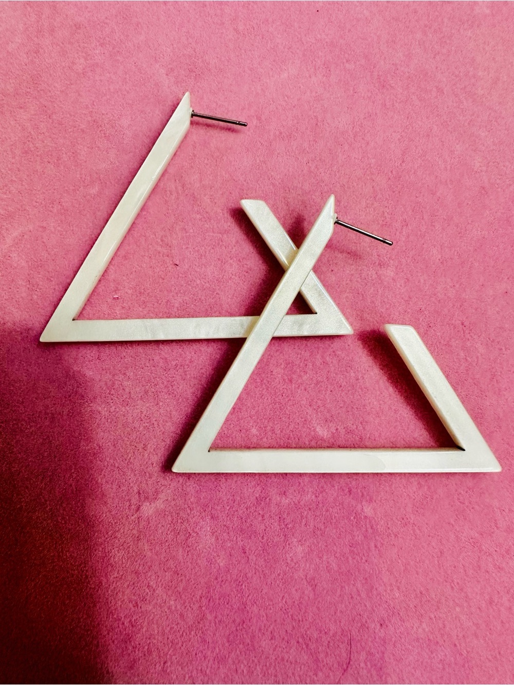 Ivory Geometric Triangle Earrings